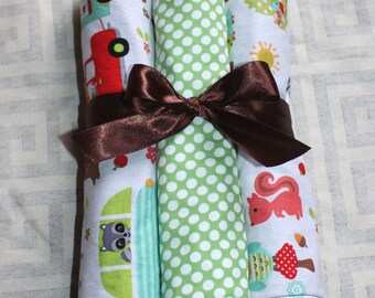 Custom Forest Animals Burp Cloth Set - You pick your colors