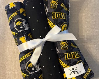 Custom Iowa Hawkeye Burp Cloths