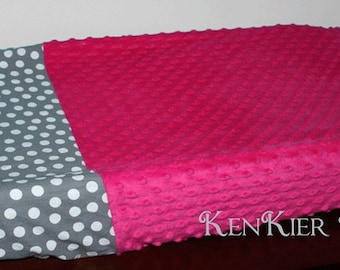 Custom Pink and Grey Changing Pad Cover