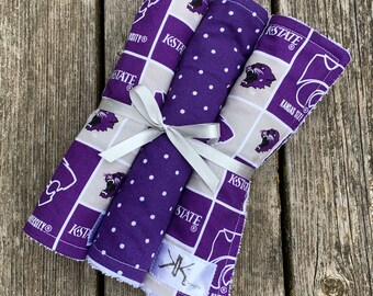 Custom Kansas State Burp Cloth Set - You pick your colors