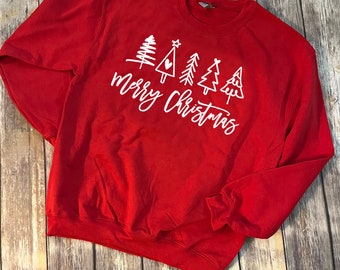 Merry Christmas Tree Line Christmas Shirts