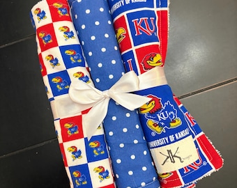 Custom Kansas Jayhawk Burp Cloths