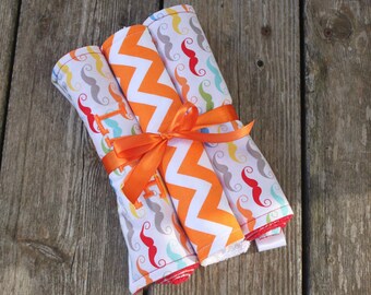 Custom Mustache Burp Cloth Set - You pick your colors