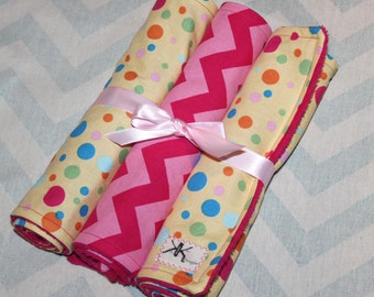 Custom Dots & Chevron Burp Cloths