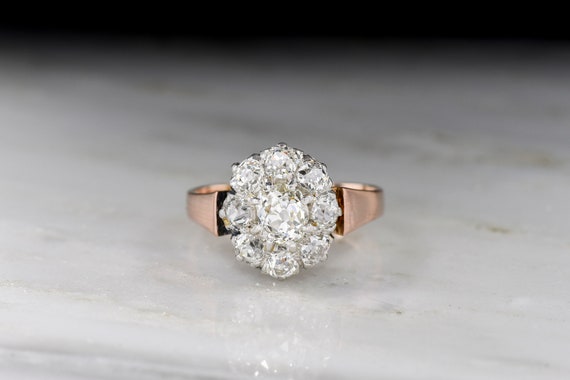 c. Late 1800s Old Mine Cut Diamond Cluster Ring i… - image 1