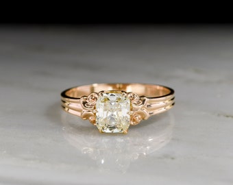 Antique Engagement Ring: Rose Gold Column-and-Capital Design Diamond Solitaire Engagement Ring