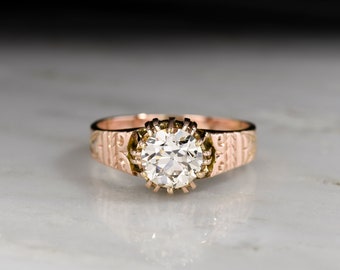 Antique Rose Gold Engagement Ring (c. 1900 Shafer & Douglas) with a GIA Old European Cut Diamond Center
