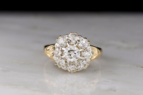 Antique Victorian Old Mine Cut Diamond Ring with … - image 1