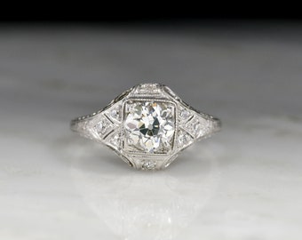 c. 1910s Ancient-Greek-Inspired (Ionic Order) Edwardian Diamond Engagement Ring