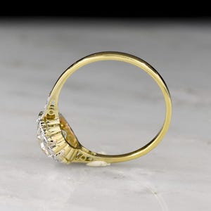 Gilded Age Two-Toned Cluster Ring with a Floral-Patterned Transitional Cut Diamond Center image 5