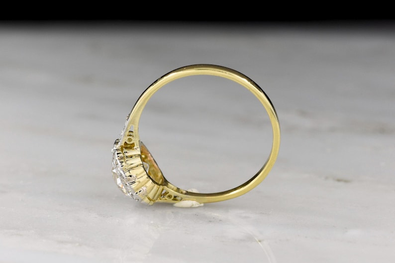 Gilded Age Two-Toned Cluster Ring with a Floral-Patterned Transitional Cut Diamond Center image 5