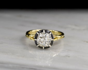 1.74 ct. Antique Old Mine Cut Diamond in a Handmade Late-Georgian / Early-Victorian Style Engagement Ring