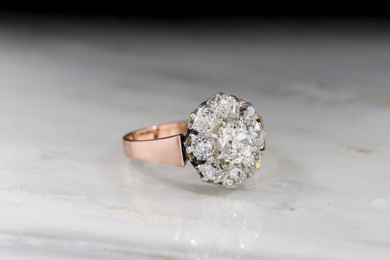 c. Late 1800s Old Mine Cut Diamond Cluster Ring i… - image 2