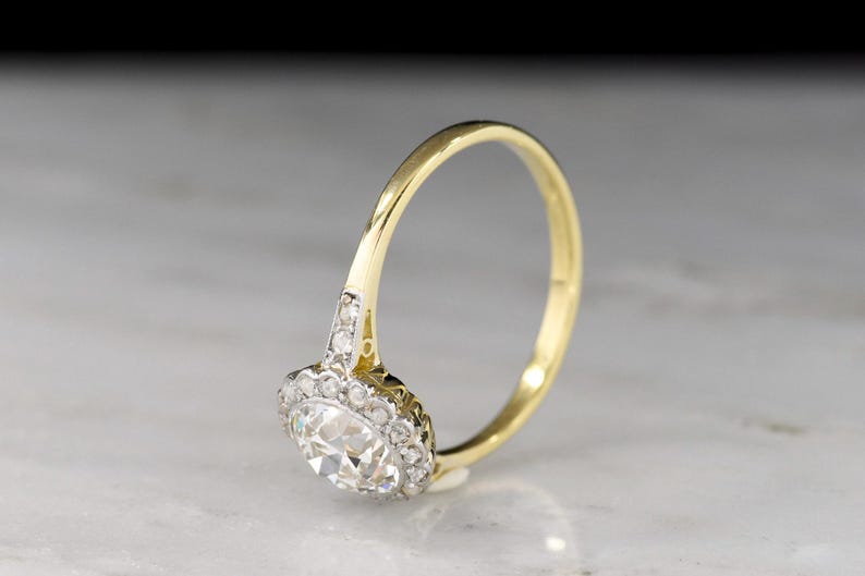 Gilded Age Two-Toned Cluster Ring with a Floral-Patterned Transitional Cut Diamond Center image 4