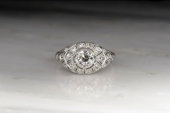Vintage 1930s Art Deco Diamond and Platinum Cocktail Ring | Etsy