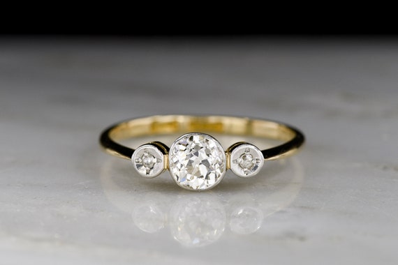 Antique Victorian Engagement Ring Early 1900s Two tone Gold and