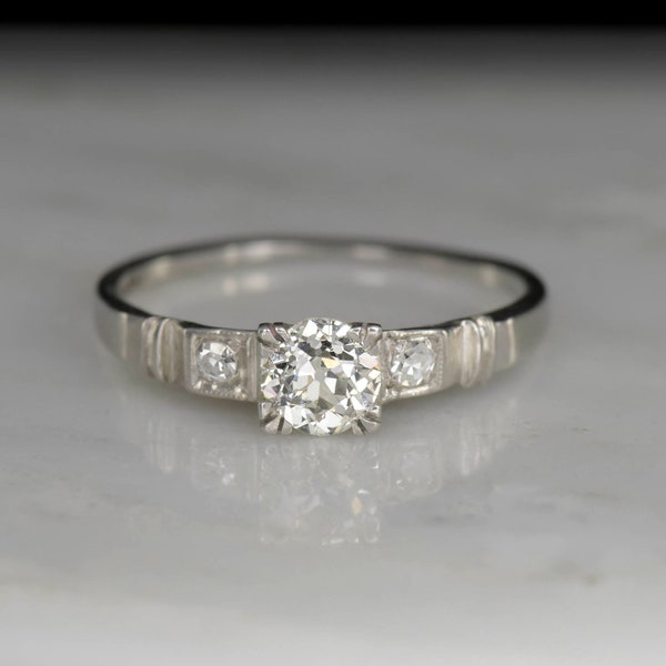 Art Deco/Retro Engagement Ring: A Classic Design with an Early Old European Cut Diamond Center