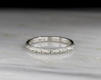 Vintage Post-Edwardian / Art Deco c. 1920-1950 Platinum Wedding Band, Stamped "Orange Blossom"