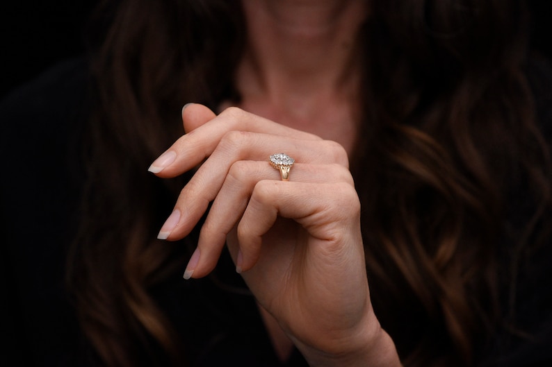 Antique Victorian Old Mine Cut Diamond Ring with Subtle Foliate Shoulders and a Flower Center image 7