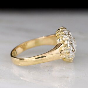 Antique Victorian Old Mine Cut Diamond Ring with Subtle Foliate Shoulders and a Flower Center image 3