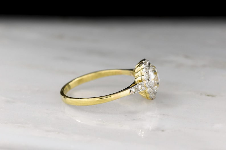 Gilded Age Two-Toned Cluster Ring with a Floral-Patterned Transitional Cut Diamond Center image 3