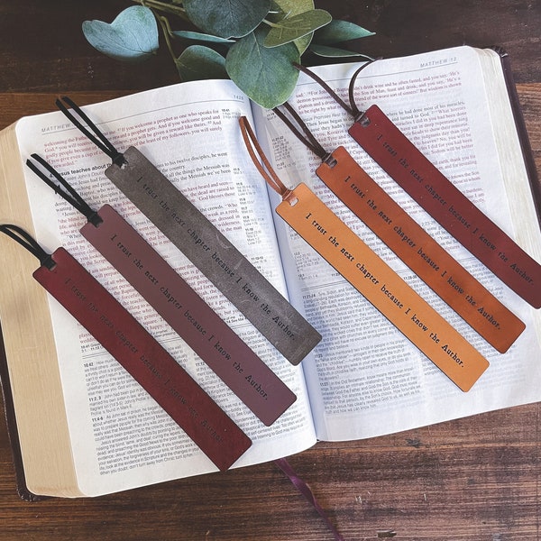 Leather Bookmark - I trust the next chapter because I know the Author | Pastor, Writer, Husband Christian gifts for men