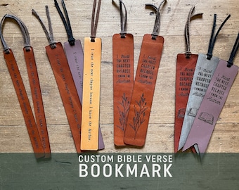 Custom Bible Bookmark Christian gift for men personalized leather bookmark Scripture quote