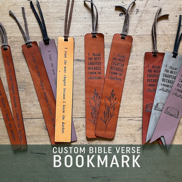 Custom Bible Bookmark Christian gift for men personalized leather bookmark Scripture quote