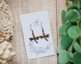 Dragonfly Earrings | Bronze Dragonfly Earrings | Dragonfly Gift