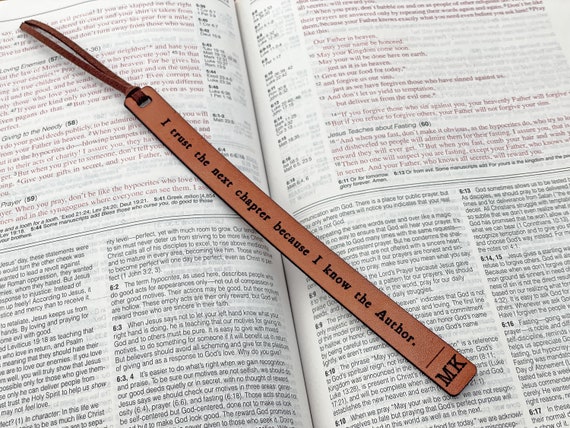 Leather Bible bookmark personalized Christian gifts for men husband custom Anniversary gift with initials church Graduation gift accessory