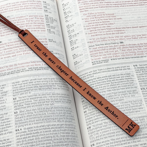 Leather Bible bookmark personalized Christian man gift for husband birthday religious gift with initials custom graduation gift son