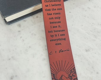 C.S. Lewis quote bookmark leather anniversary gift for him Christian gift for man book mark husband birthday Christian giftful
