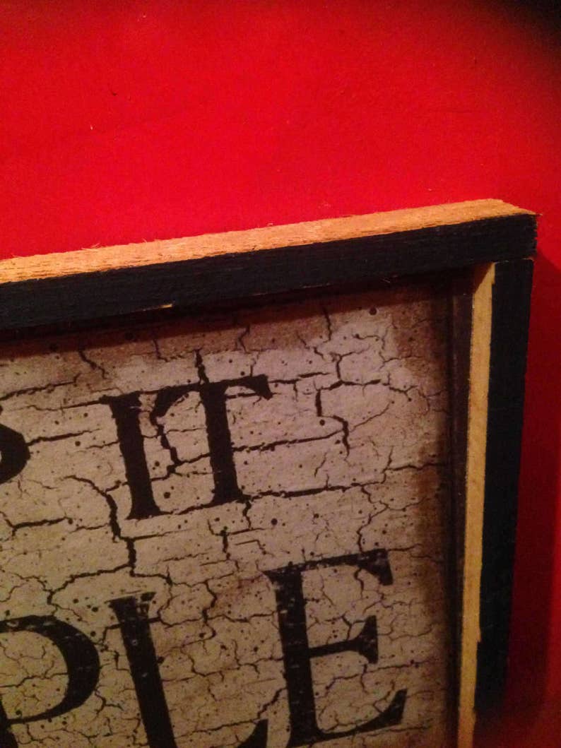 Primitive sign Keep it simple handmade rustic,Primitive blue and black fake crackle finish print,country