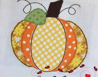 Vintage Stitch Pumpkin Machine Embroidery Applique Design