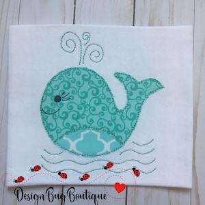 Whale Applique Machine Embroidery Applique Design Vintage Stitch 2 Designs Boy and Girl