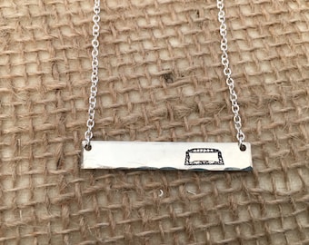 Aerial Lift Bridge Bar Necklace, Duluth, MN, Lake Superior Inspired Necklace, Solid Sterling Silver Chain, Unique Gift!
