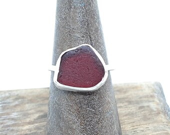 Red Sea Glass Ring, Genuine Sea Glass, Ocean Tumbled and One of a Kind!