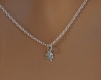 Solid Sterling Silver Shamrock Necklace. Add A Charm, Charm Necklace or Pendant. Four Leaf Clover, Lucky, Irish, St. Patrick's Day Gift!