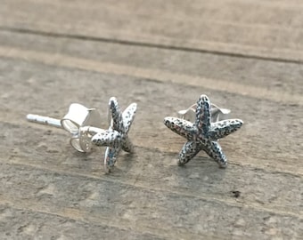 Solid Sterling Silver Starfish Stud Earrings, 925 Solid Sterling Silver Star Fish Jewelry, Nautical Jewelry, Makes a Great Bridal Gift!