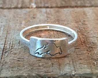 Solid Sterling Silver Stamped Lake Superior Ring, Available in Your Size, 925 Solid Sterling Silver Finger Ring, Makes a Great Gift!