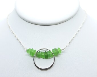 Sea Glass Stacker, Sea Glass Stacked Necklace, Green Sea Glass - Lake Superior Sea Glass Jewelry