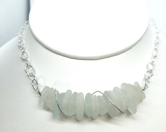 Sea Glass Stacker, Sea Glass Stacked Necklace, Frosty White Sea Glass - Lake Superior Sea Glass Jewelry