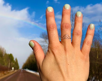 Somewhere Over the Rainbow Ring, Solid Sterling Silver, Simple Ring for Every Day Wear. Choose Your Size at Checkout!