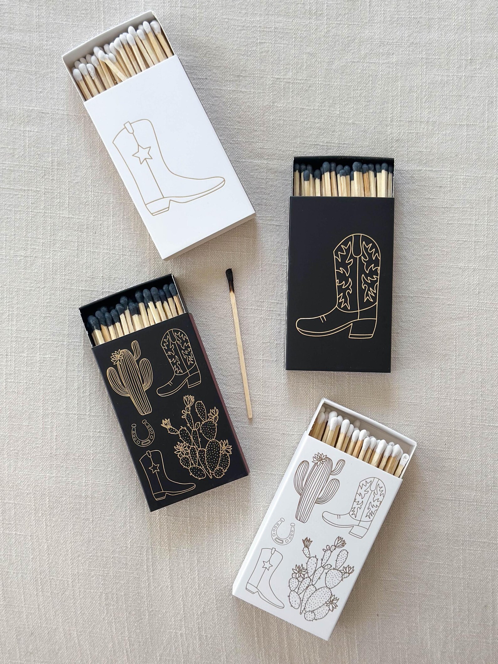 Cowboy Boot Matches With Gold Foil - 4 