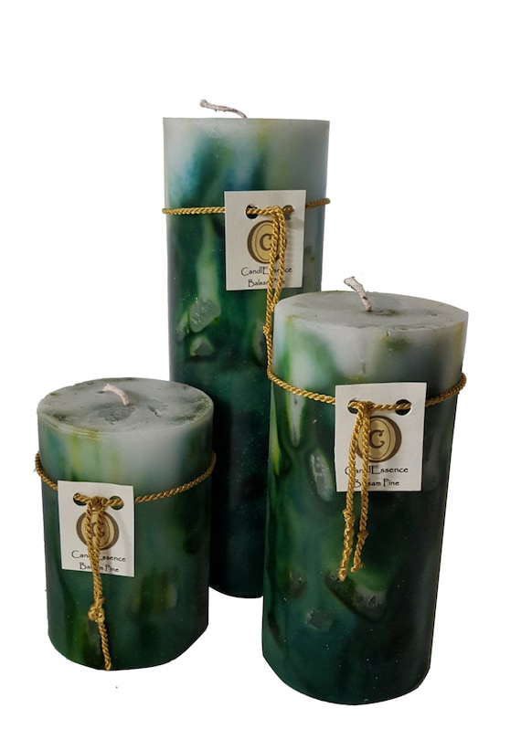 Scented Pillar Candle Long Burning Balsam Pine Scent Etsy