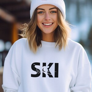 Ski sweatshirt, Ski sweater, gift for skier, gifts for ski bums, winter sport sweater, winter sweatshirt, Apres ski, Ski pullover