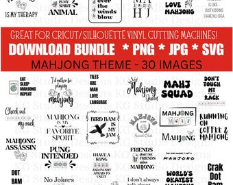 Mahjong SVG Bundle: 30 Digital Images for Cricut & Silhouette (Downloadable Files)