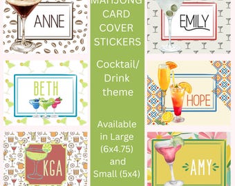Personalized Drink Themed Mahjong Card Sticker: Removable Vinyl, Water Resistant