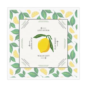 Lemon Mahjong Tablecloth with Instructions: Polyester Gaming Table Cover