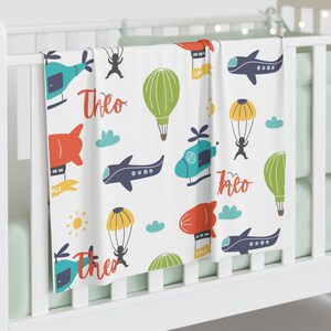 Baby Swaddle Blanket - Airplane, Helicopter, Hot Air Balloon Nursery Blanket, Newborn Baby Blanket, Baby Shower Gift, Infant Bedding Set
